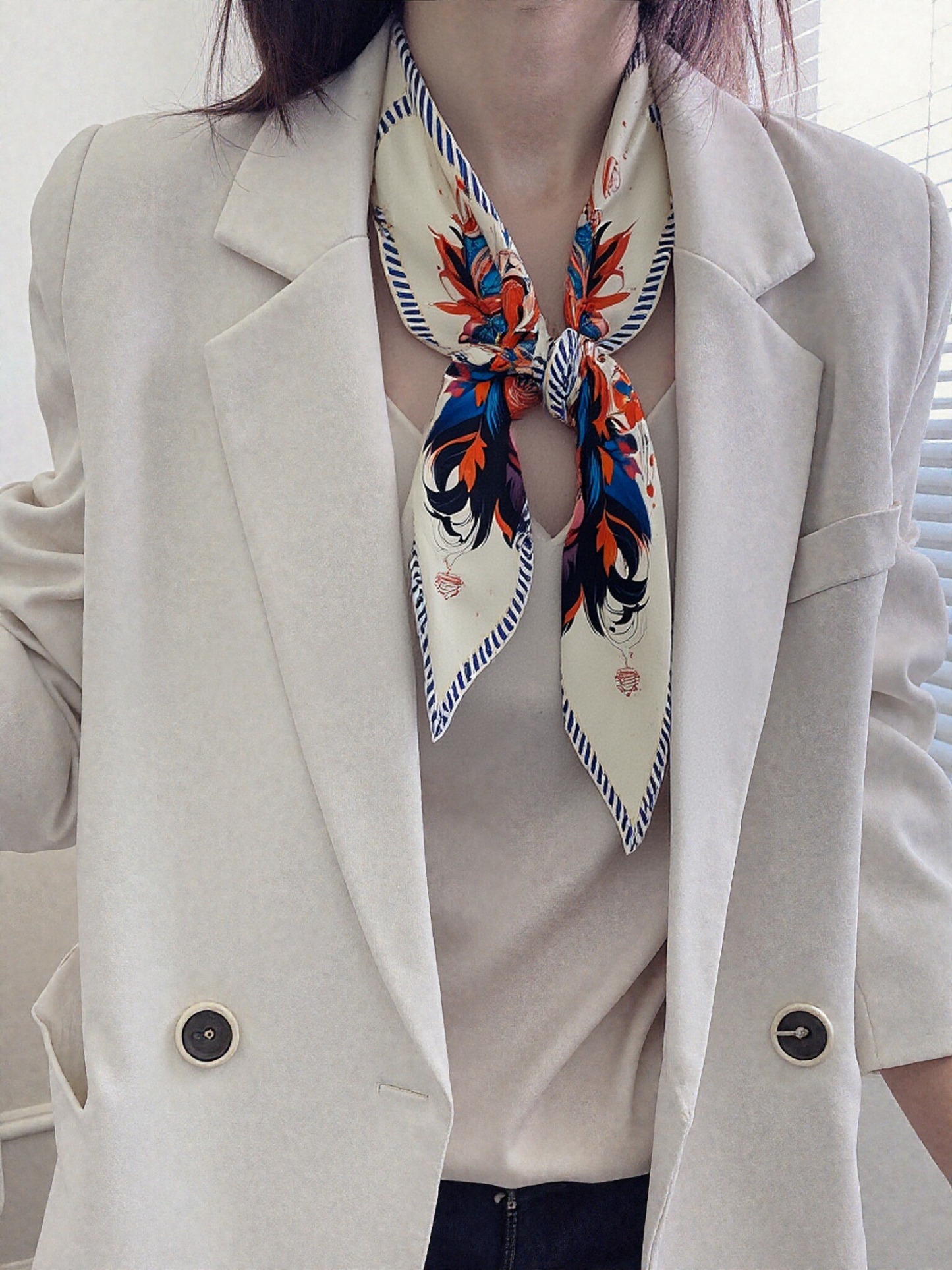 🐒Golden Wit – Monkey Zodiac Silk Scarf