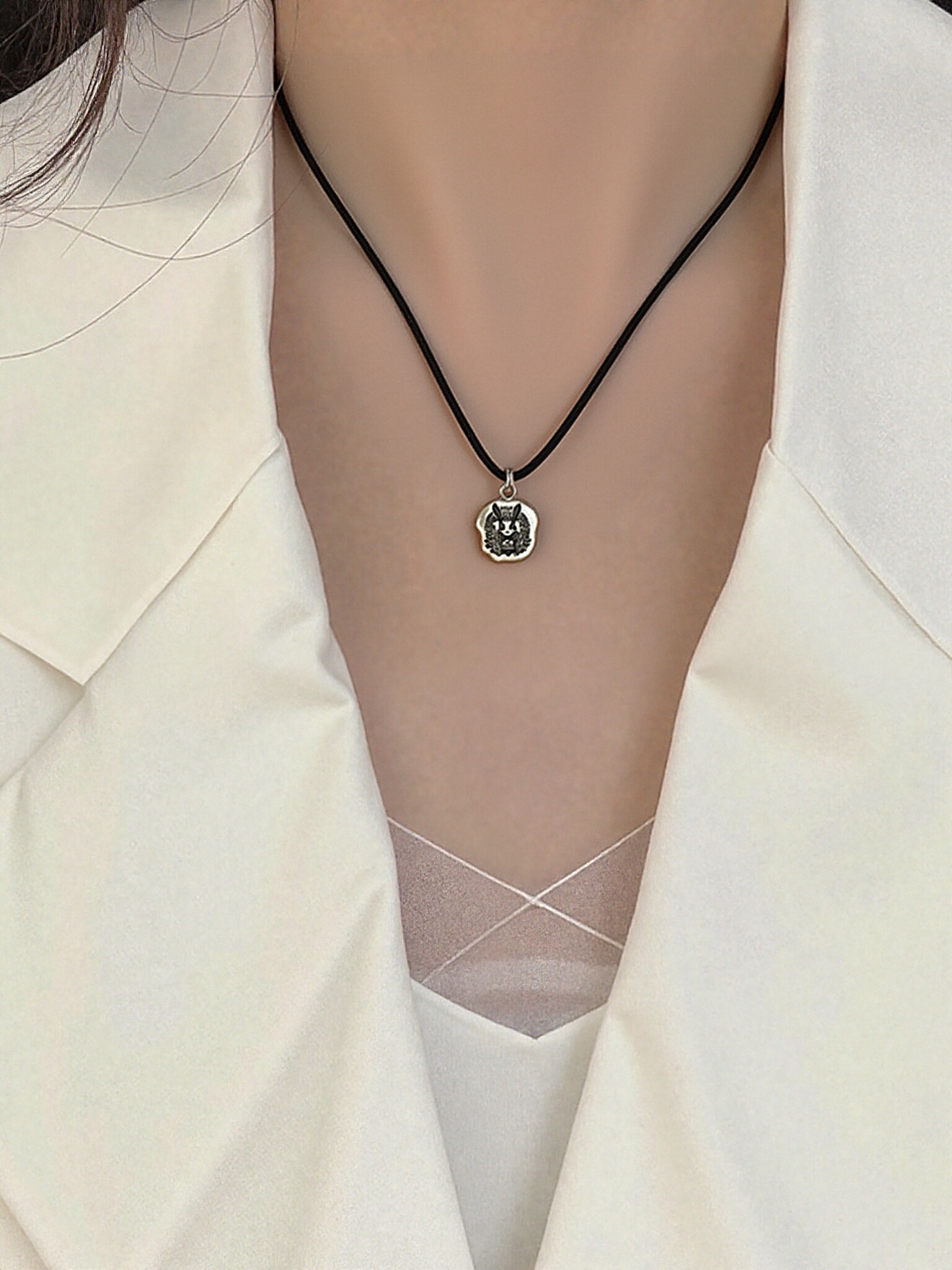 Tranquil Grace — Zodiac Rabbit Fine Silver Necklace