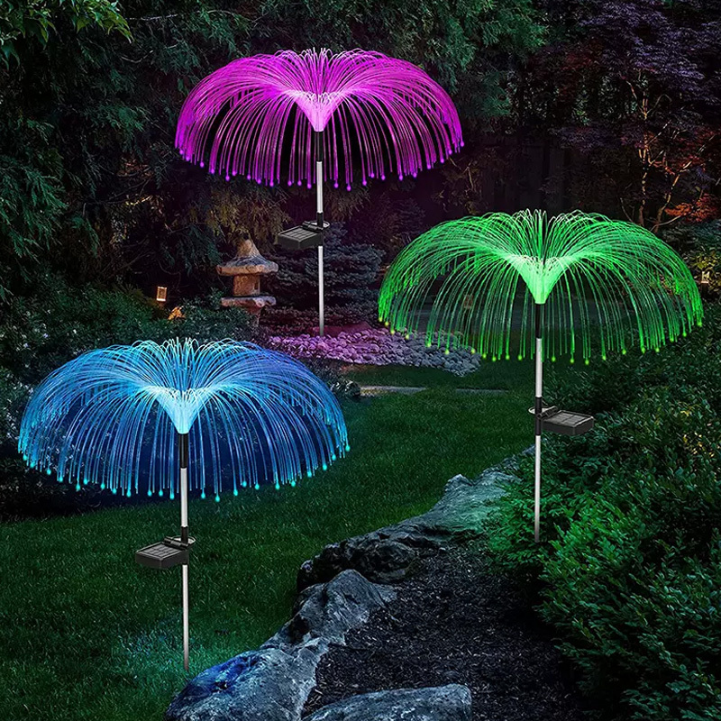 Solar energy fiber optic jellyfish lamp
