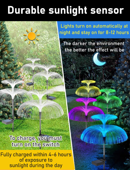 Solar energy fiber optic jellyfish lamp