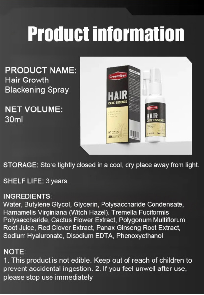 【Give you thick black hair in one month】Hair Growth and Blackening Spray