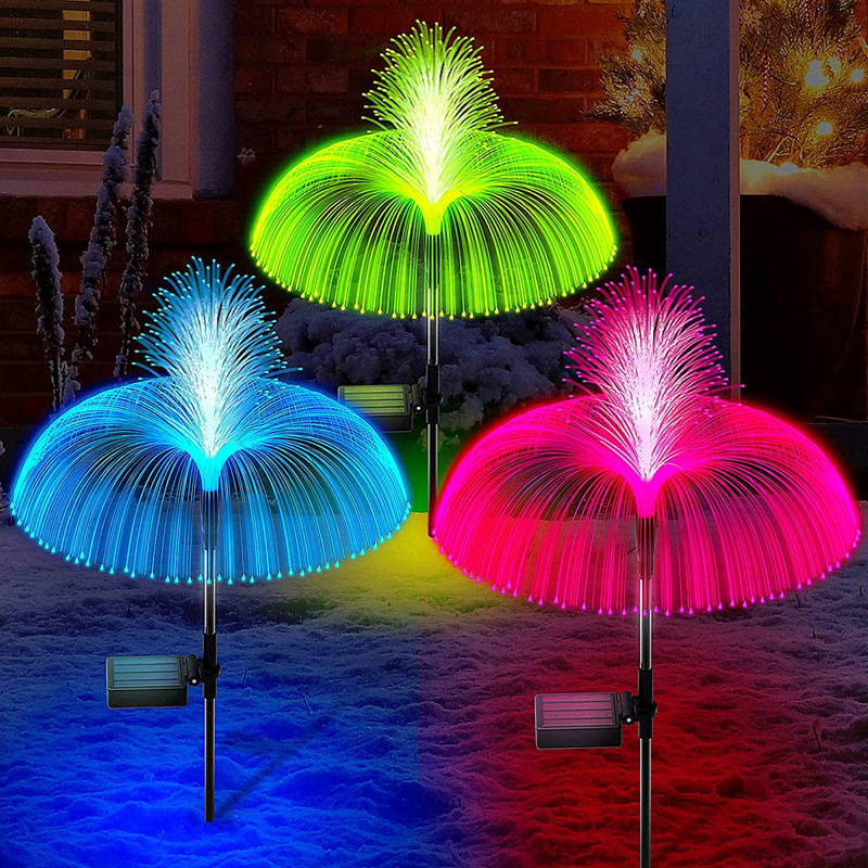 Solar energy fiber optic jellyfish lamp