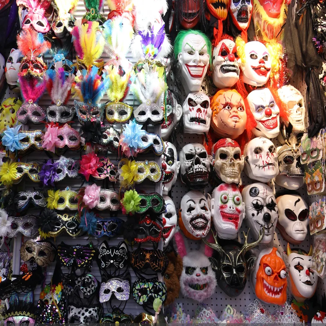 Wholesale costume masks collection, skull,joker,feather masquerade masks for halloween carnival cosplay party dress‑up supplies