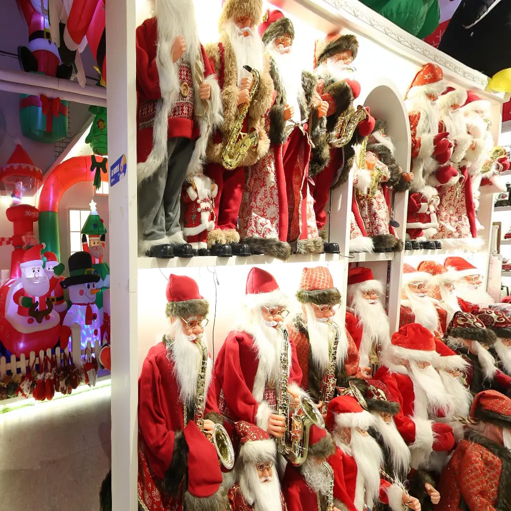 Wholesale Santa Claus figurines, large Christmas Santa dolls, musical Santa decorations, holiday festive ornaments bulk
