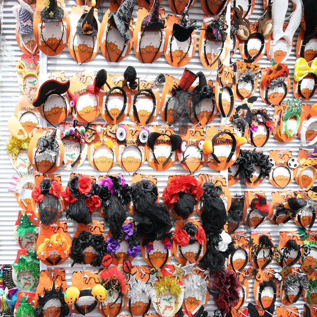 Wholesale halloween costume headbands collection, witch, devil horn, flower, animal ear headbands for holiday theme party dress‑up supplies