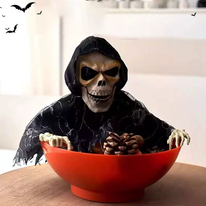 Electric Witch Candy Bowl – Motorized Animated Witch Cauldron with Stirring Motion for Halloween Party & Trick or Treat