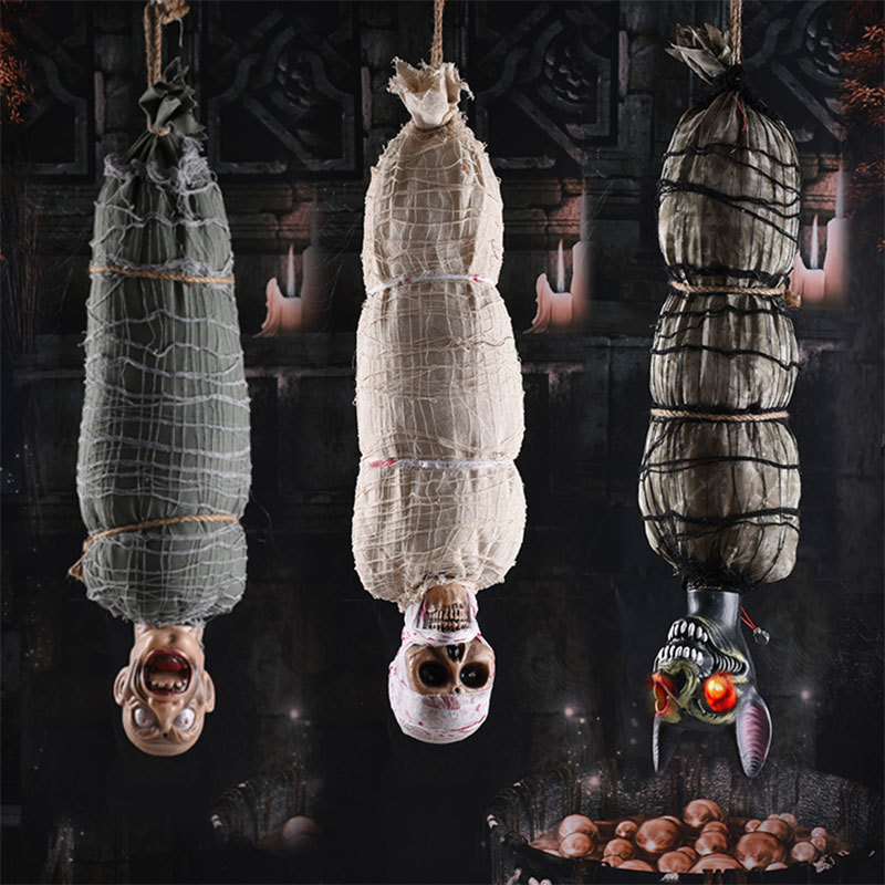 Giant Hanging Mummy Ghost – Wrapped Corpse with Tattered Shroud for Haunted House & Halloween Yard Decor