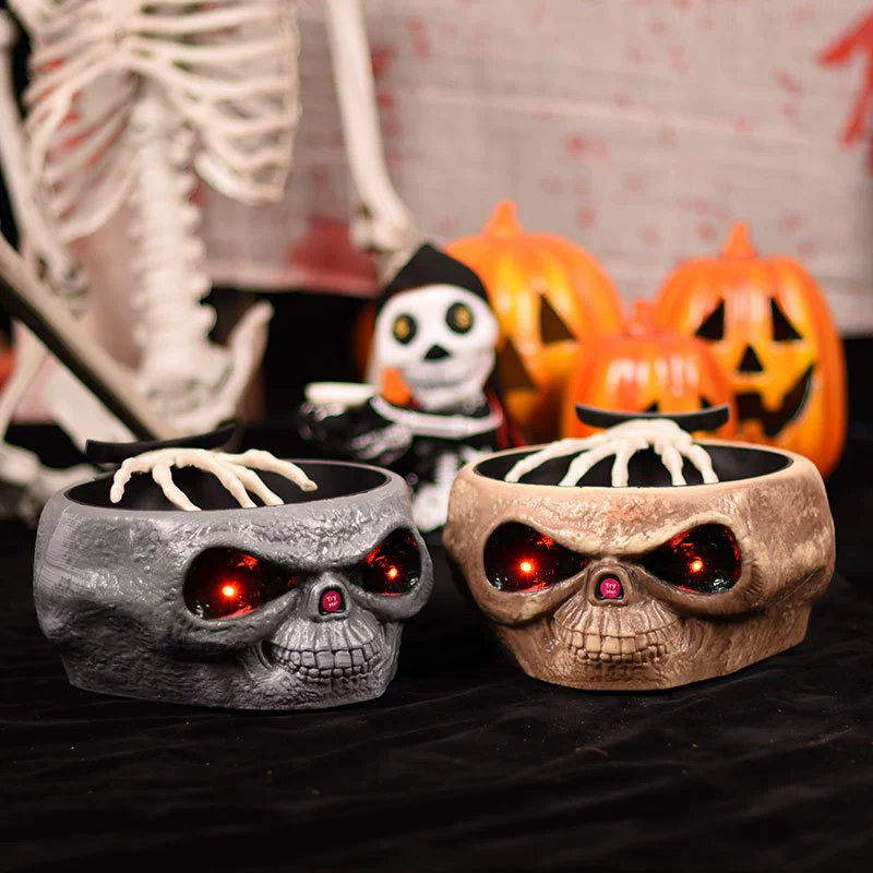 Electric Ghost Hand Candy Bowl – Motorized Animated Skeleton Hand Reaching for Candy for Halloween Party & Trick or Treat
