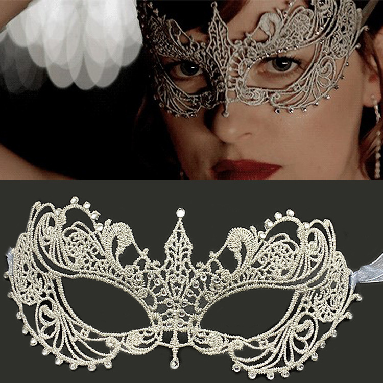 Structured Rhinestone Lace Mask – Black Cutout Half Face Masquerade Mask with Crystal Gems for Women Ball & Party