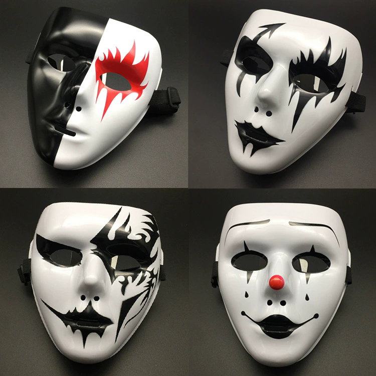 Full Face Masquerade Mask – Hand Painted White Eye Mask for Men, Street Dance, Cosplay & Halloween Costume