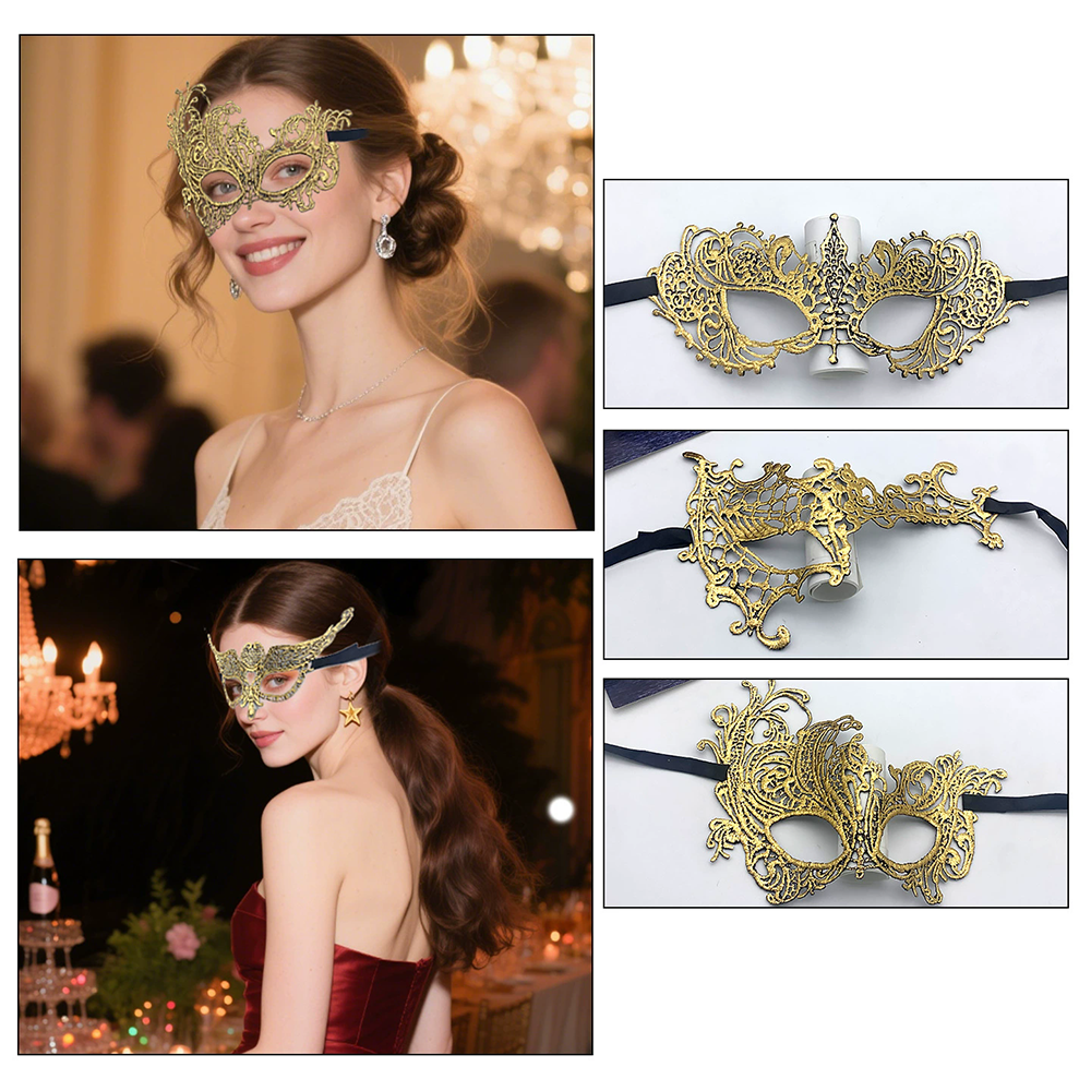 Gold Lace Masquerade Mask – Half Face Eye Mask  for Women, Sexy Party Mask for Ball & Nightclub