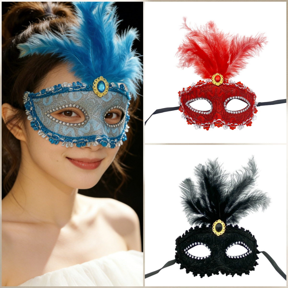 Princess Feather Masquerade Mask – Cute Half Face Eye Mask with Fluffy Feathers for Women, Romantic Party Accessory for Halloween