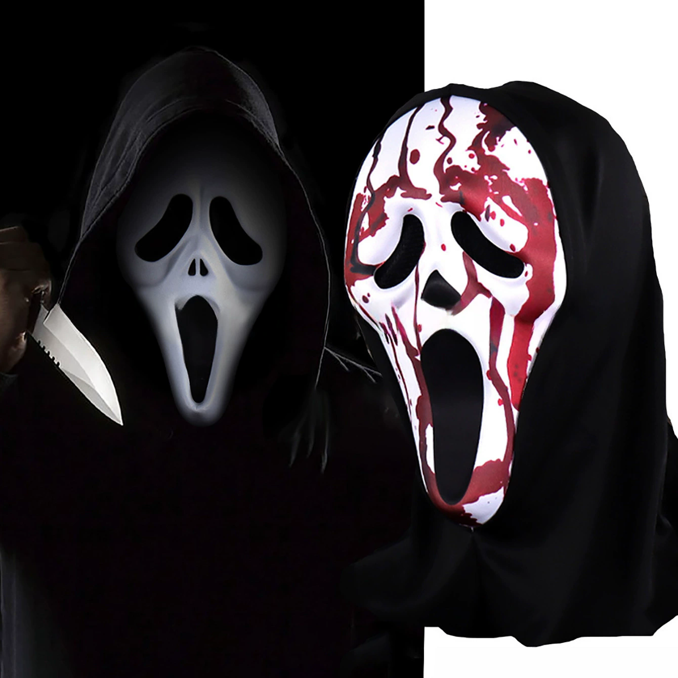 Bloody Screaming Ghost Mask – Scary Halloween EVA Foam Face Mask with Bleeding Mouth & Wounds for Adult Child Horror Costume