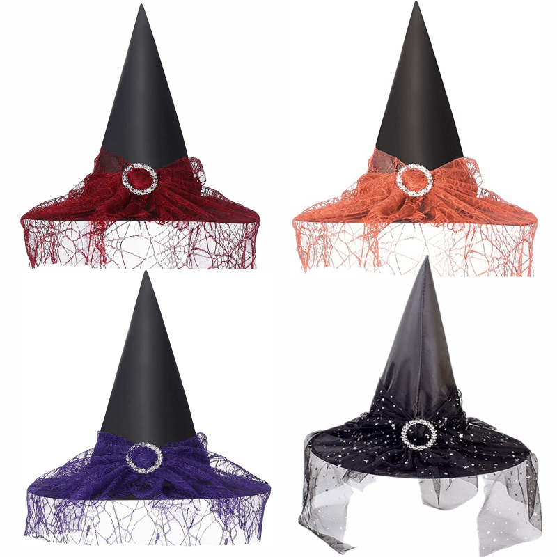 Women's Gothic Witch Hat – Adult Wizard Costume Prop for Halloween Party Decoration