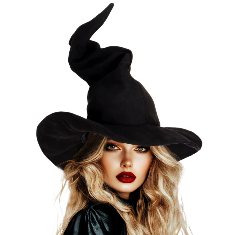 Twisted Crinkle Witch Hat for Women – Bumpy Wizard Headwear, Halloween Costume Prop
