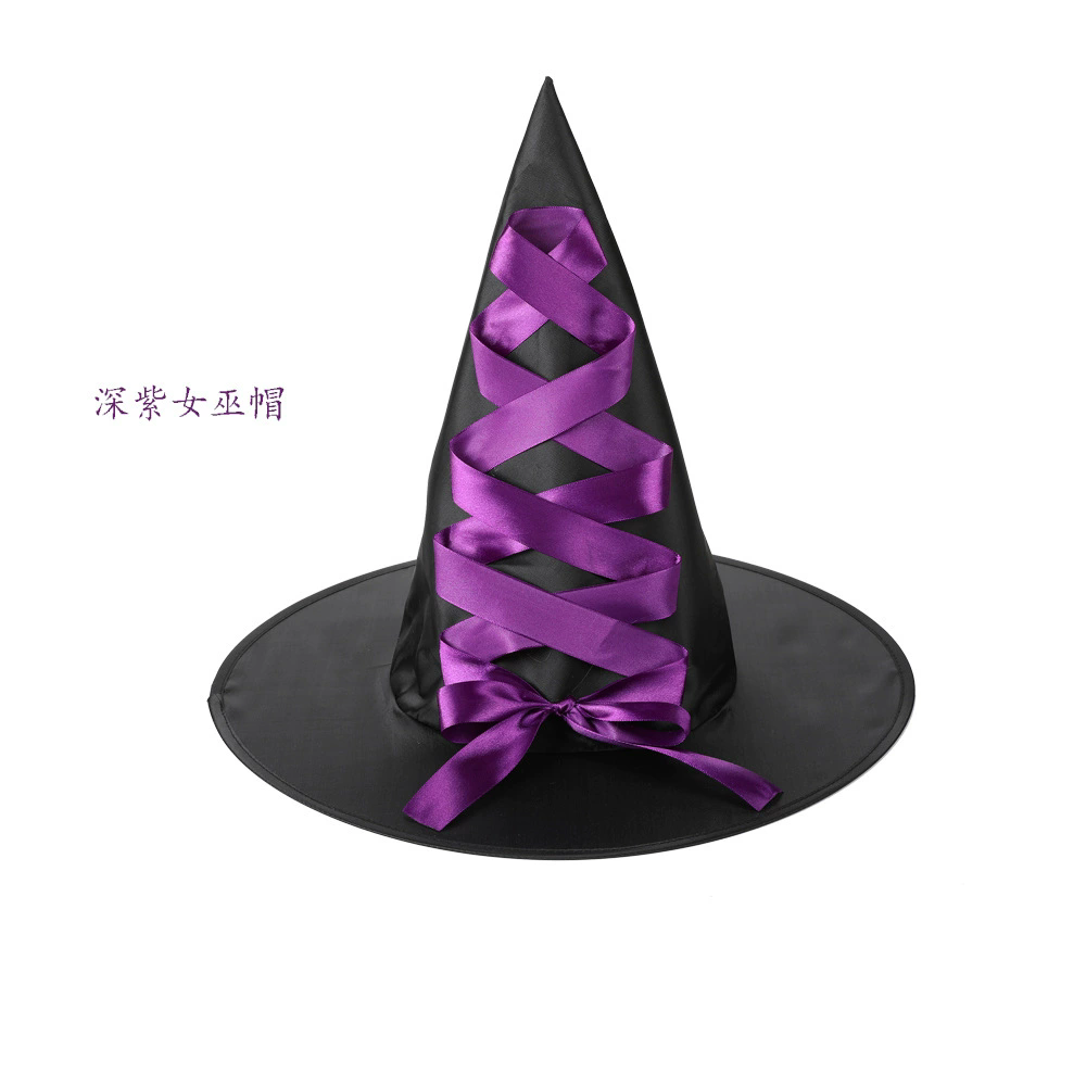 Witch Hat with Strap – Wizard Cap with Tie String for Adults & Kids Halloween Costume