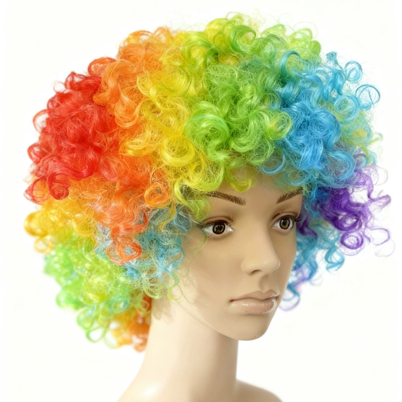 Colorful Rainbow Afro Wig – Funny Full Head Clown Wig for Men & Women Halloween Party Prop