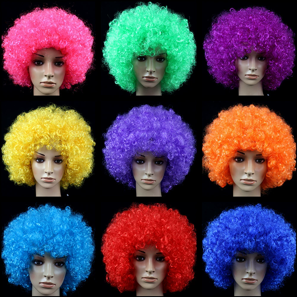 Curly Afro Wig for Sports Fans – Big Fluffy Wig for Men & Women, Halloween Party Costume Prop
