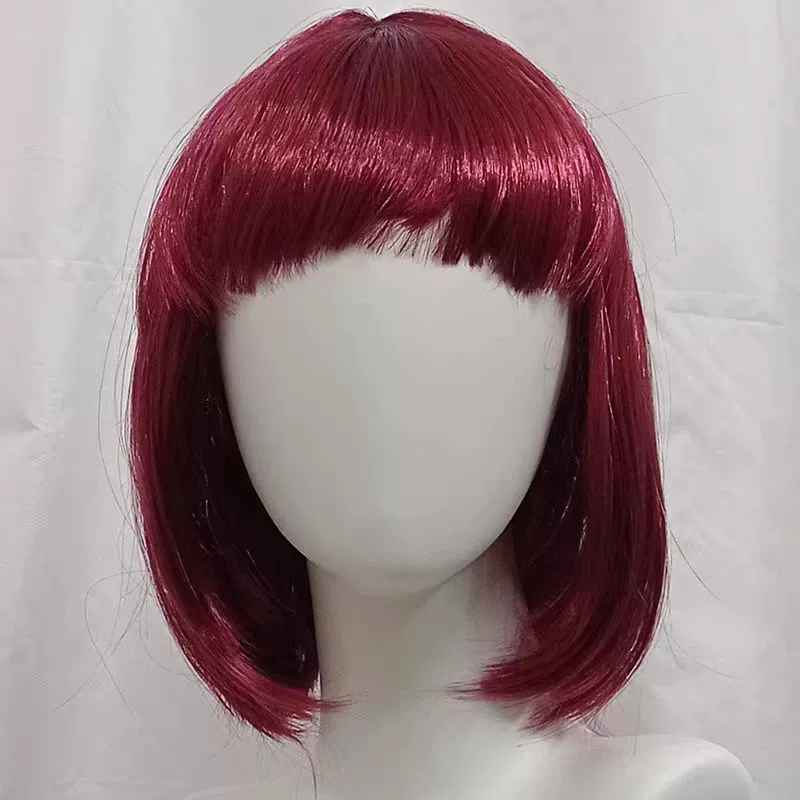 Colored Short Straight Bob Wig – Student Style Full Cap Wig for Women & Girls, Anime Cosplay Costume Prop