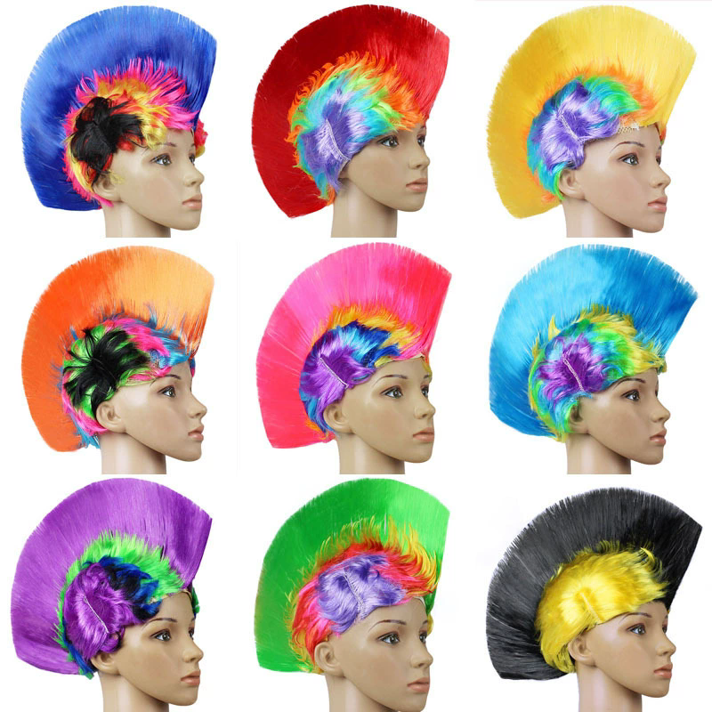 Colorful Mohawk Wig – Fluffy Spiky Punk Wig for Men & Women, Halloween Party Costume Prop