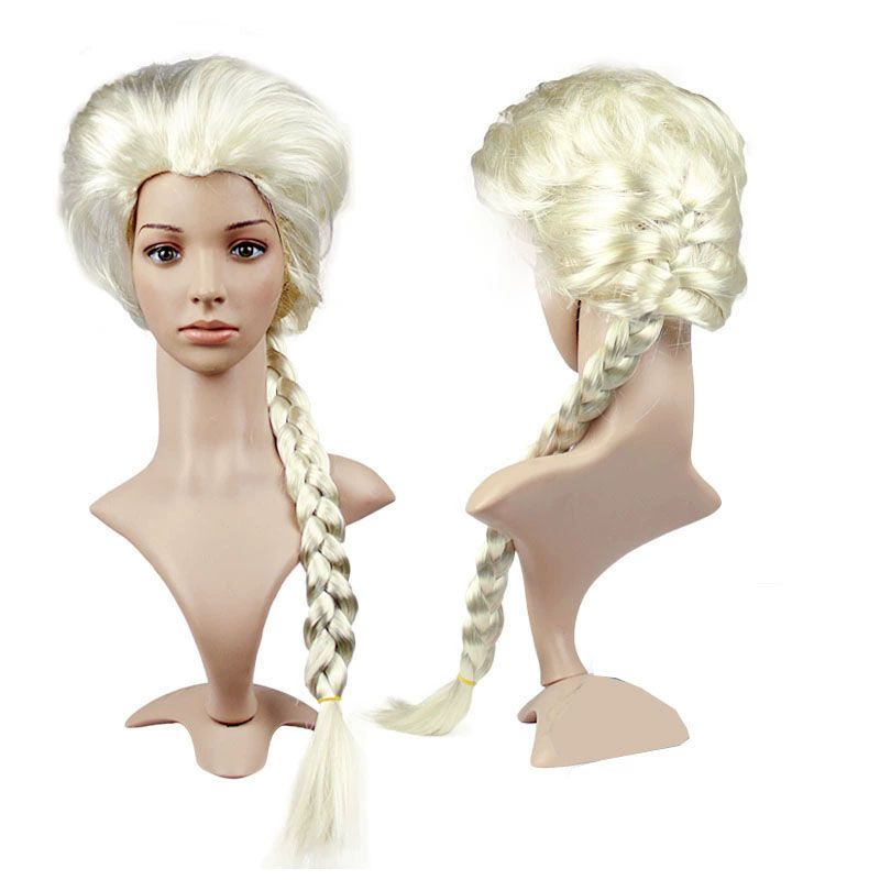 Elsa Anna Wig with Long Braid – Ice Queen Platinum Blonde Wig for Women Cosplay Costume