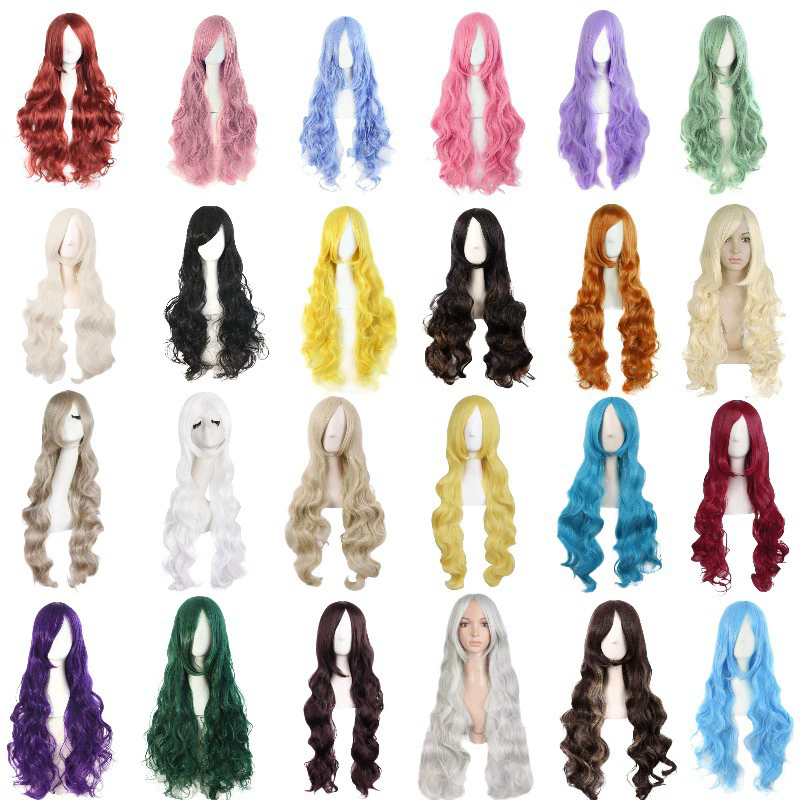 Long Spiral Curly Colorful Wig – Rainbow Curls Anime Cosplay Synthetic Wig for Women & Girls Party Prop