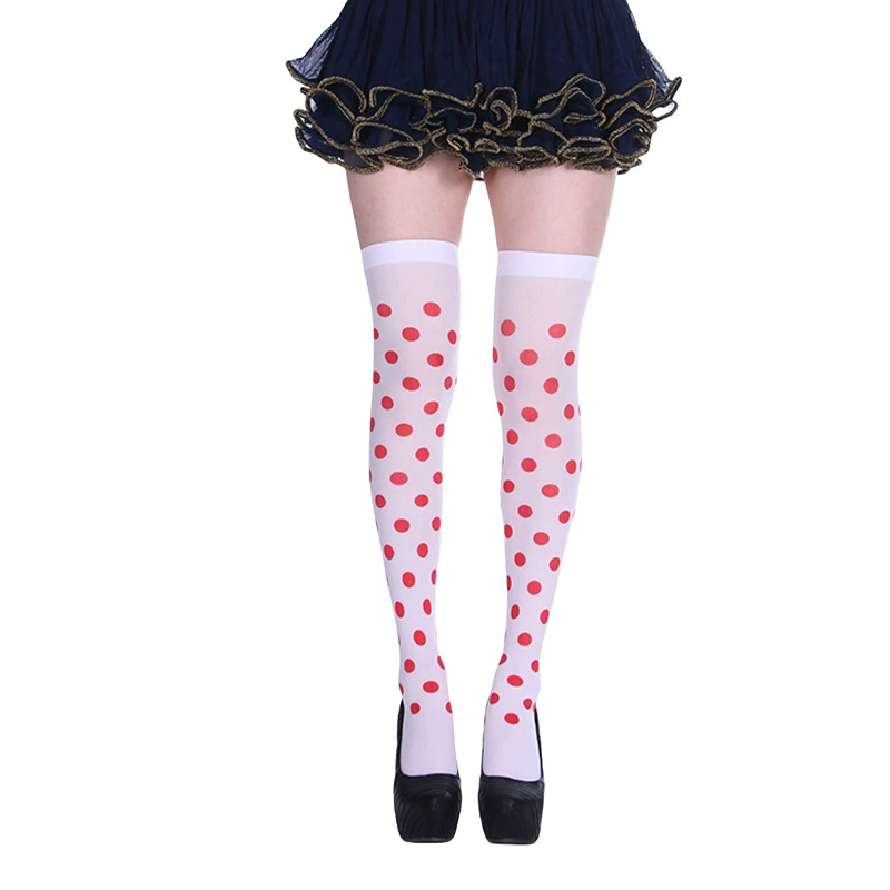 Colorful Polka Dot Over Knee Socks – Dot Pattern Thigh High Stockings for Women Cosplay Accessory