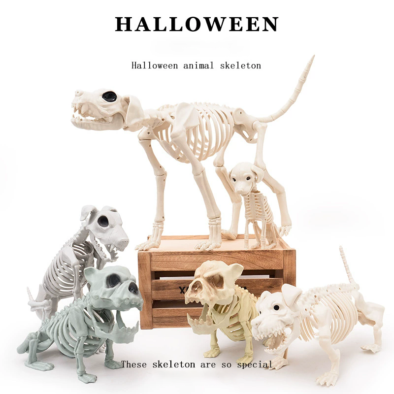 Halloween Horror Animal Skeleton & Skull Decoration Props – Creepy Bones for Haunted House, Graveyard Outdoor Decor