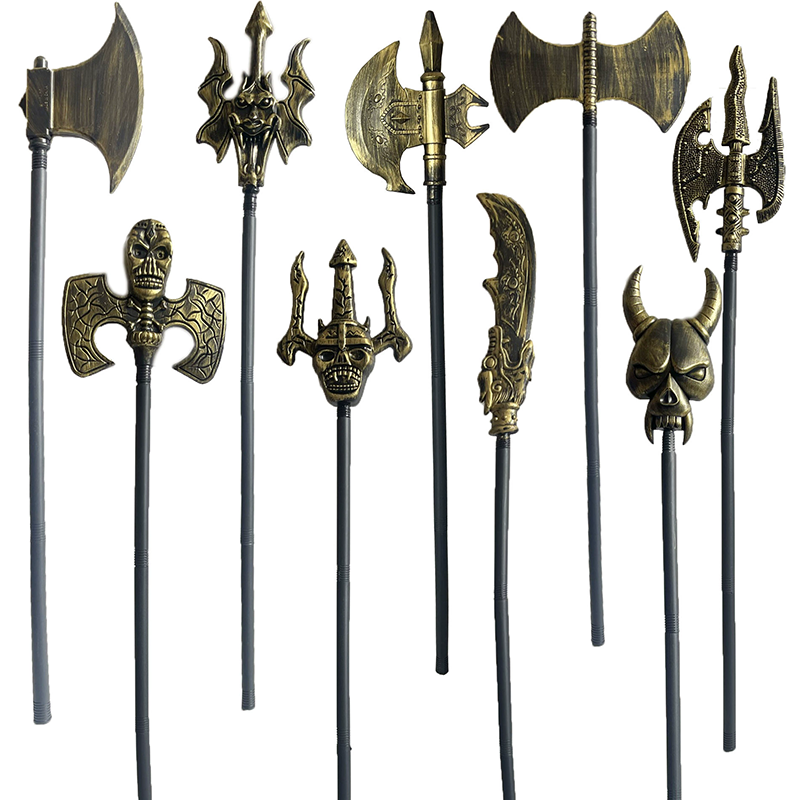 Halloween Plastic Weapon– Three-Prong Spear and Viking Axe for Cosplay Costume