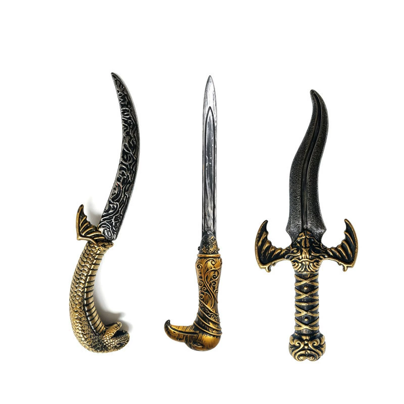 Plastic Bat Eagle Head Snake Head Dagger Prop – Plastic Serpent Handle Short Sword for Assassin Halloween Costume