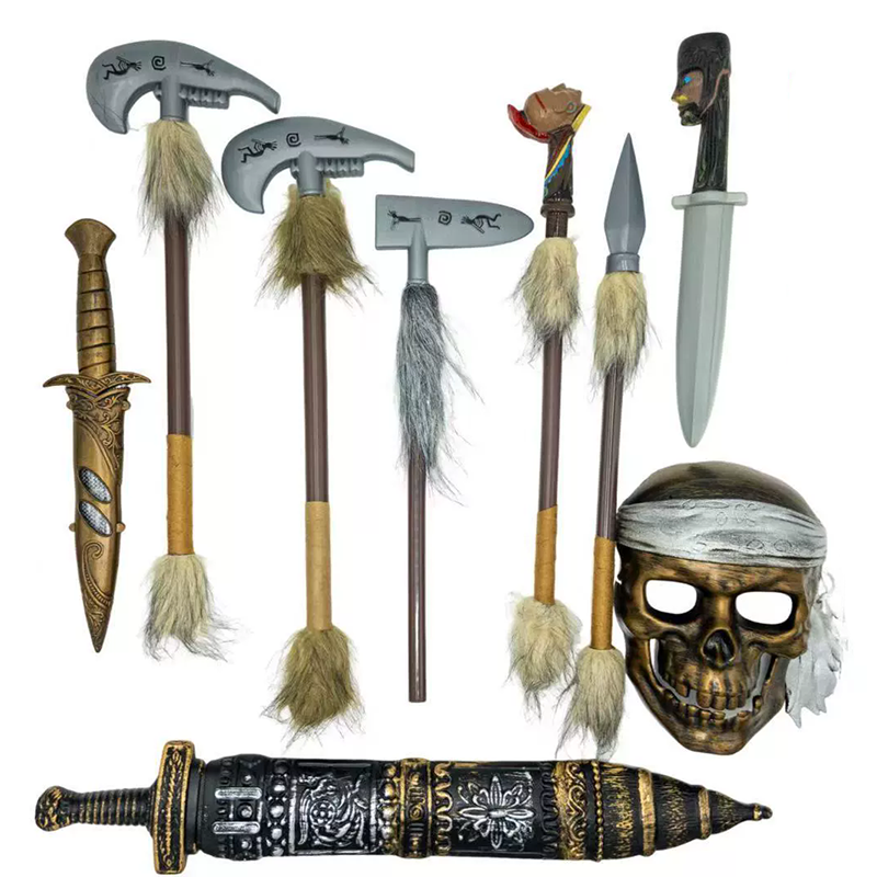 Native American Weapon Set – Tomahawk + Spear + Knife for Indian Chief Halloween Costume