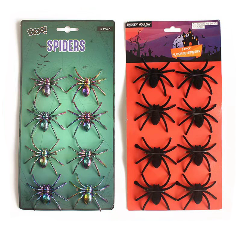 Electroplated and Flocked Spider– Metallic + Velvet Fake Spiders for Halloween Decor