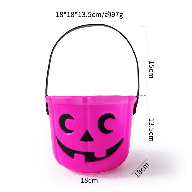 Happy Face Smile Pumpkin Bucket for Halloween Trick or Treat Candy Holder – Jack O Lantern Decorative Prop