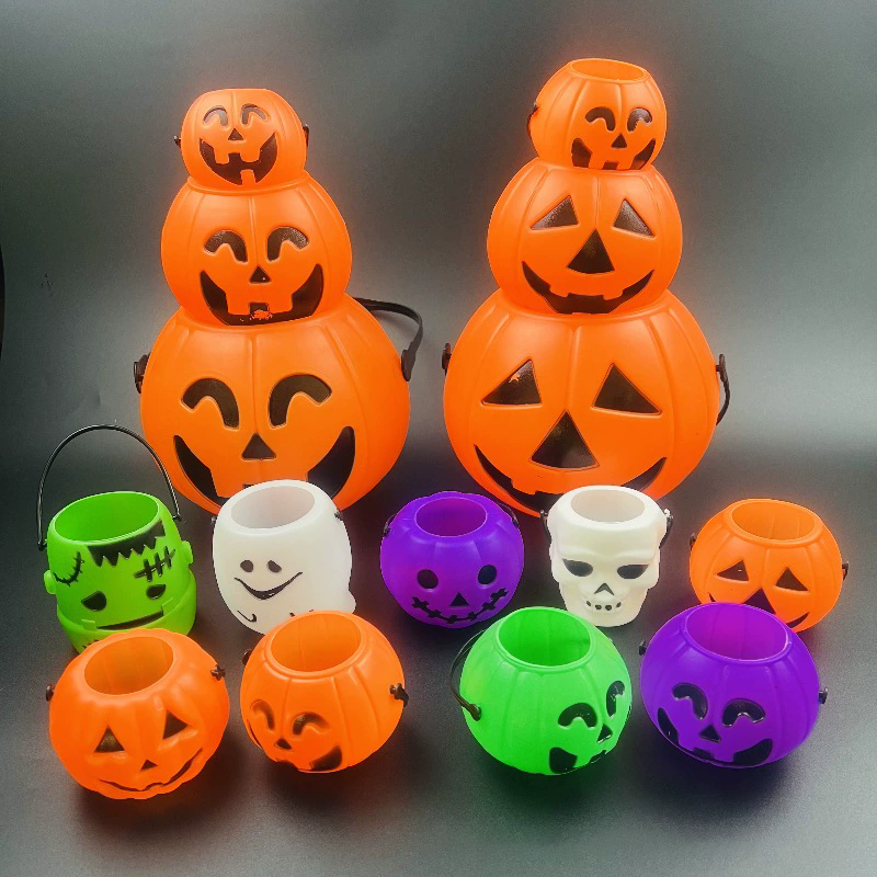 Halloween Pumpkin Bucket – Plastic Jack O Lantern Candy Pail for Kids Trick or Treat