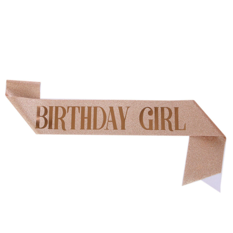 Rose Gold Glitter Birthday Girl Sash Ladies Birthday Party Accessory Sash