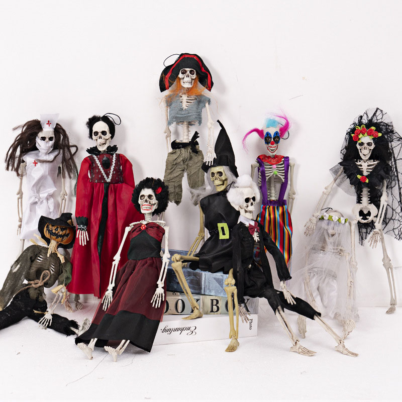 Halloween Skeleton Decoration | Day of the Dead Skull Ornament for Party | Witch, Clown, Pirate Outdoor Haunted House Props