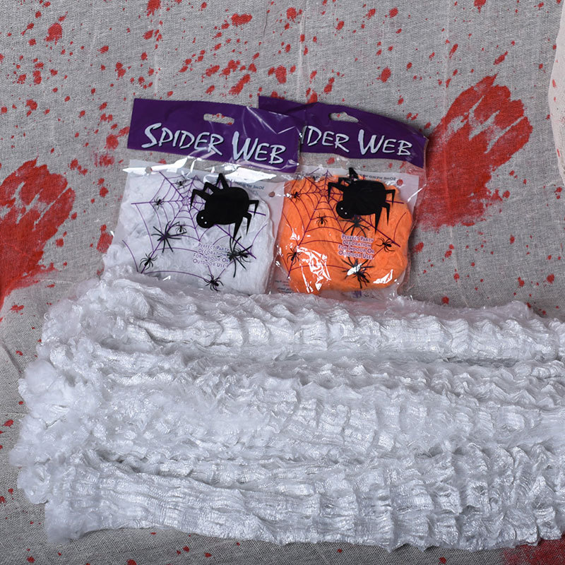 Lifelike Hairy Spider with Stretch Cotton Spider Web – Realistic Halloween Decor for Haunted House & Party Props