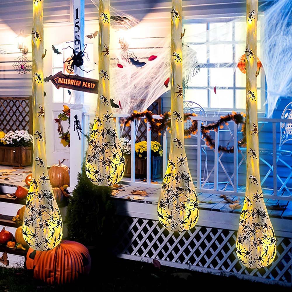 Light Up Spider Web Egg – Hanging Glowing Halloween Decoration with LED, Creepy Orb for Haunted House & Party