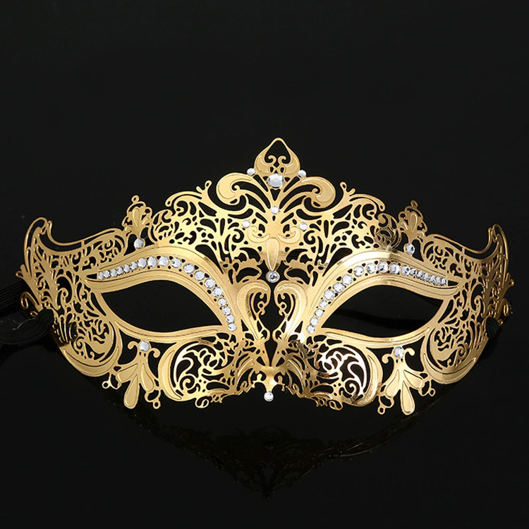 Rhinestone Metal Mask – Half Face Masquerade Mask with Crystal Gems for Women, Glamorous Party Mask for Halloween & Cosplay