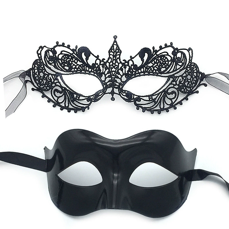 Couple Eye Mask Set – Matching Half Face Masquerade Mask for Men & Women, Romantic Party Accessory for Halloween & Ball