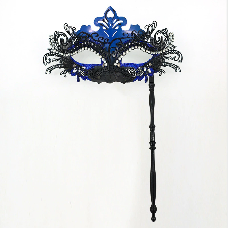 Metal Rhinestone Handheld Mask – Detachable Half Face Masquerade Mask with Stick for Women, Luxury Party Accessory for Halloween & Ball
