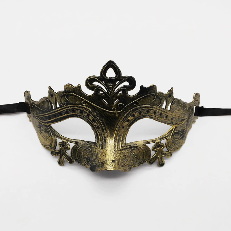 Vintage Jazz Half Face Mask – Retro Flat Top Masquerade Mask with Antique Finish for Men & Women Party Costume