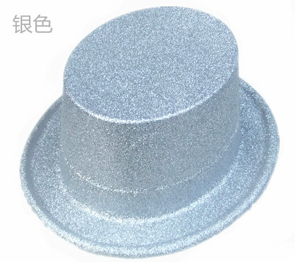 Gold Glitter Plastic Top Hat – Extra High Lincoln Stovepipe Hat for Magician & Jazz Costume Prop
