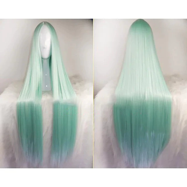 80cm Long Straight Anime Wig – Middle Part Bangs Cosplay Wig for Women Girls Halloween Party Prop