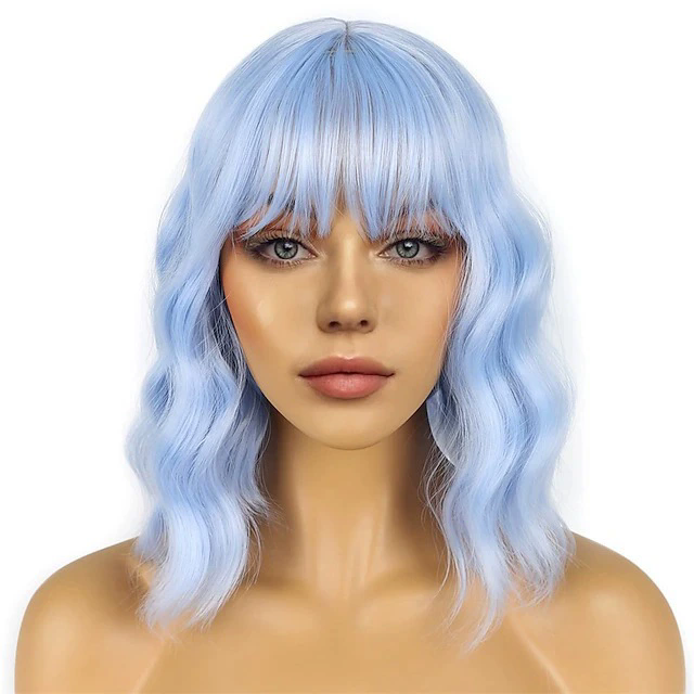 Women's Medium Long Curly Wig – Colorful Short Curls Halloween Costume Wig for Adult Women Party Prop