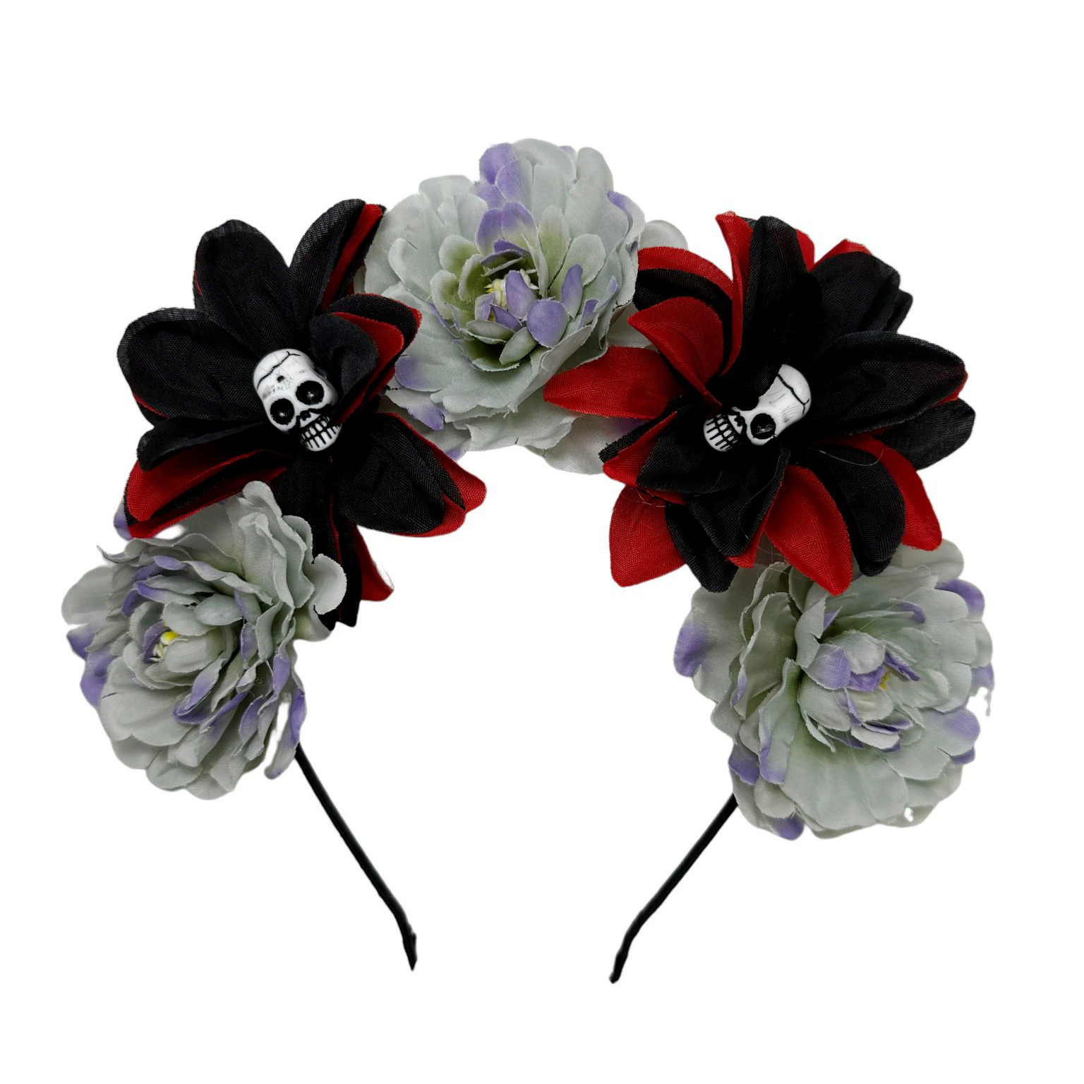 Gothic Flower Skull Headband – Rose Skull Hairband for Women & Girls Halloween Costume Accessory