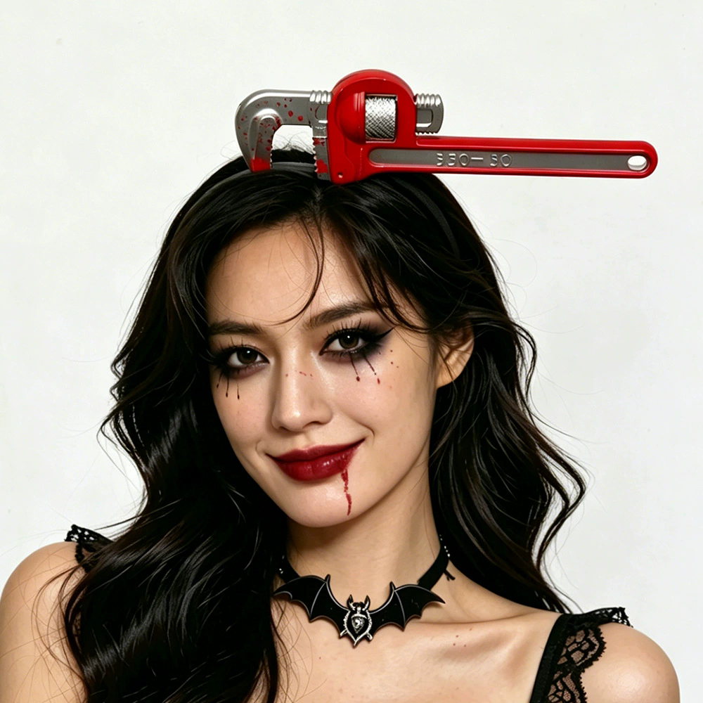 Horror Through Head Knife Headband – Bloody Axe Hairband for Scary Zombie Costume Halloween Party Prop