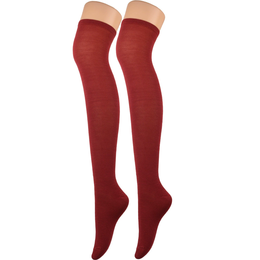 Plain Thigh High Socks – Solid Color Over Knee Stockings for Women Halloween Costume