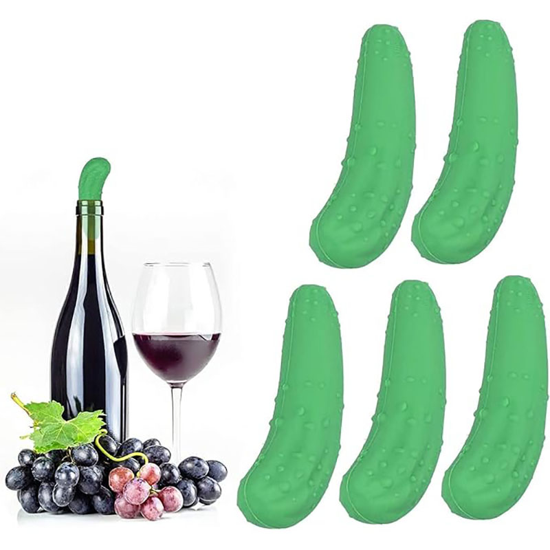 pickle wine stopper inserted on red wine bottle home bar daily scene