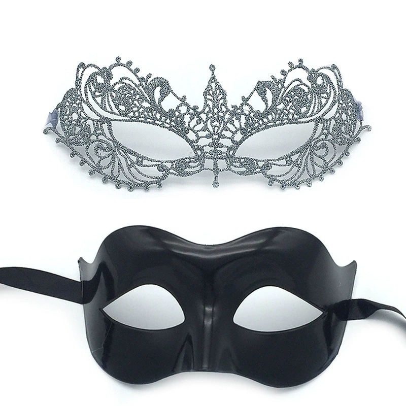 Couple Eye Mask Set – Matching Half Face Masquerade Mask for Men & Women, Romantic Party Accessory for Halloween & Ball